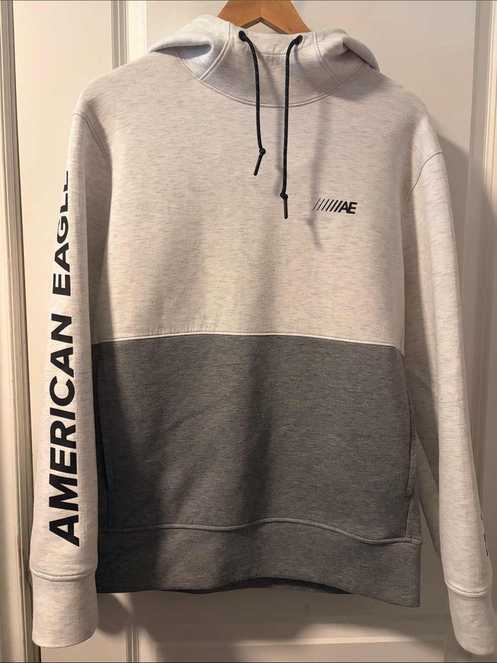 American Eagle Outfitters Two-Tone Light Gray and Dark Gray Pullover Hoodie